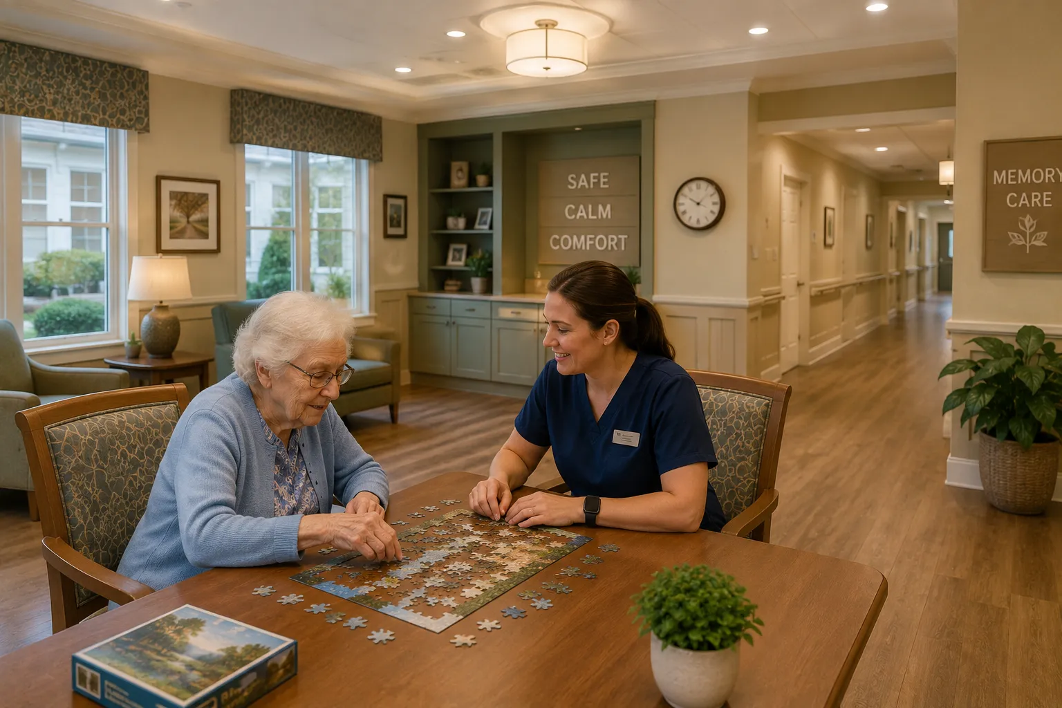 Secured environment inside senior memory care facilities